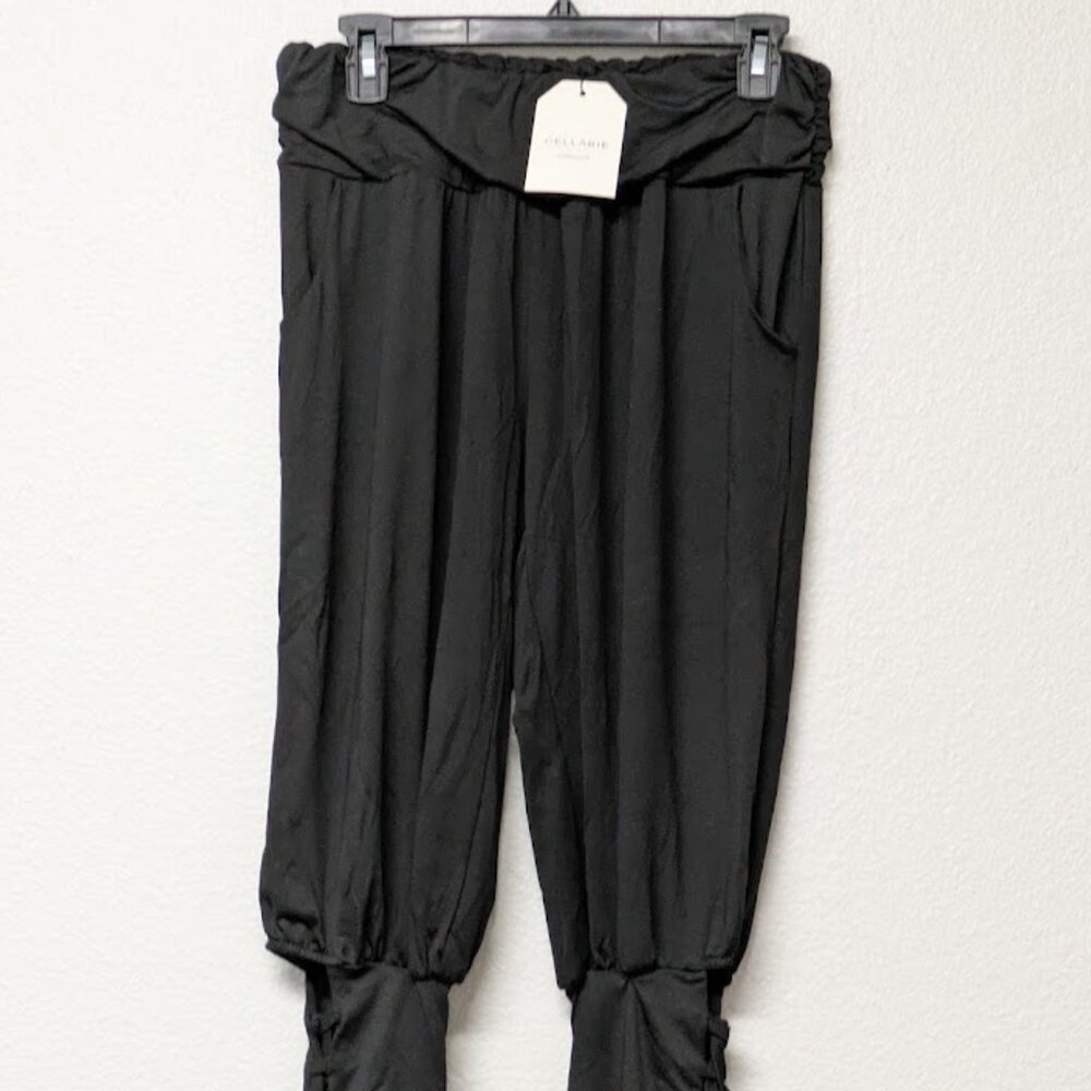 CELLABIE Black Medieval Viking Lace Up Drawstring Skinny Leg Leggings - Size M